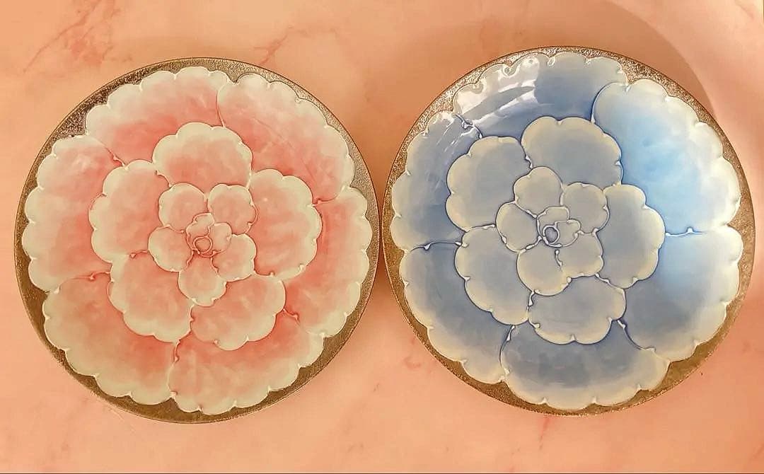 有田焼 文山窯 6寸皿 未使用 シルバー牡丹 2皿 セット