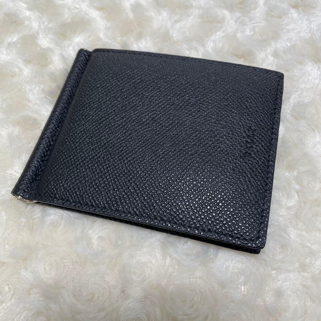 BALLYバリー　新品箱付き　マネークリップウォレット　ブラック無地