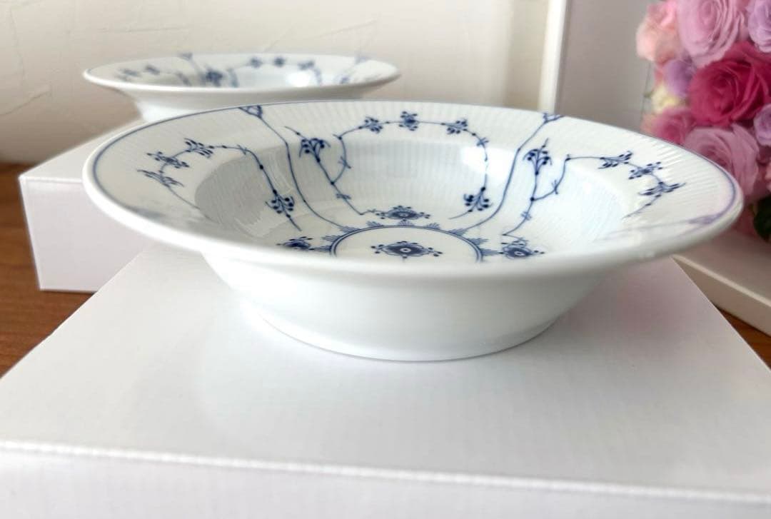 ブルーフルーテッド　プレイン　ディーププレート　2枚