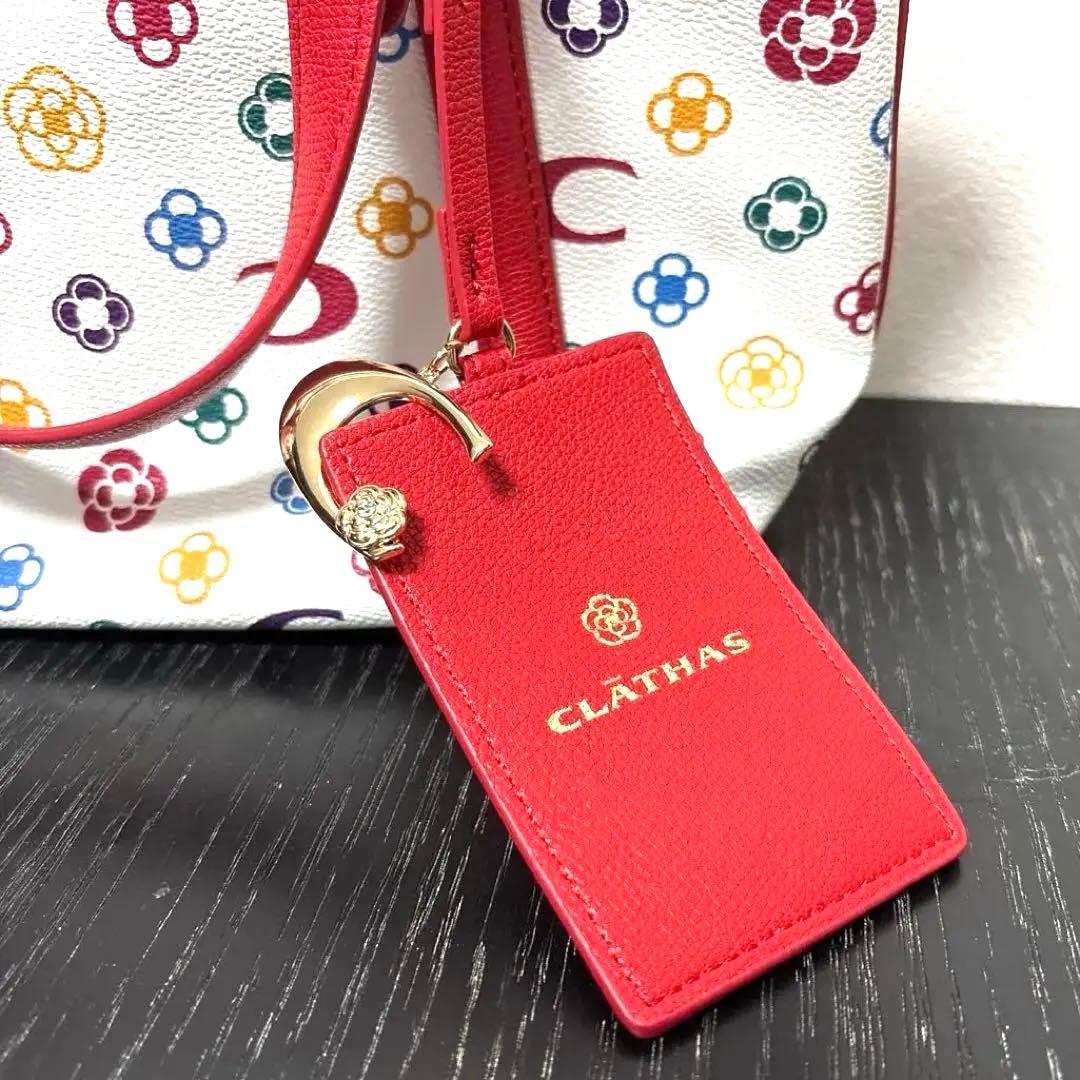【クレイサス】バッグ　カメリアカラー　パスケース付き　レッド　かばん　未使用品