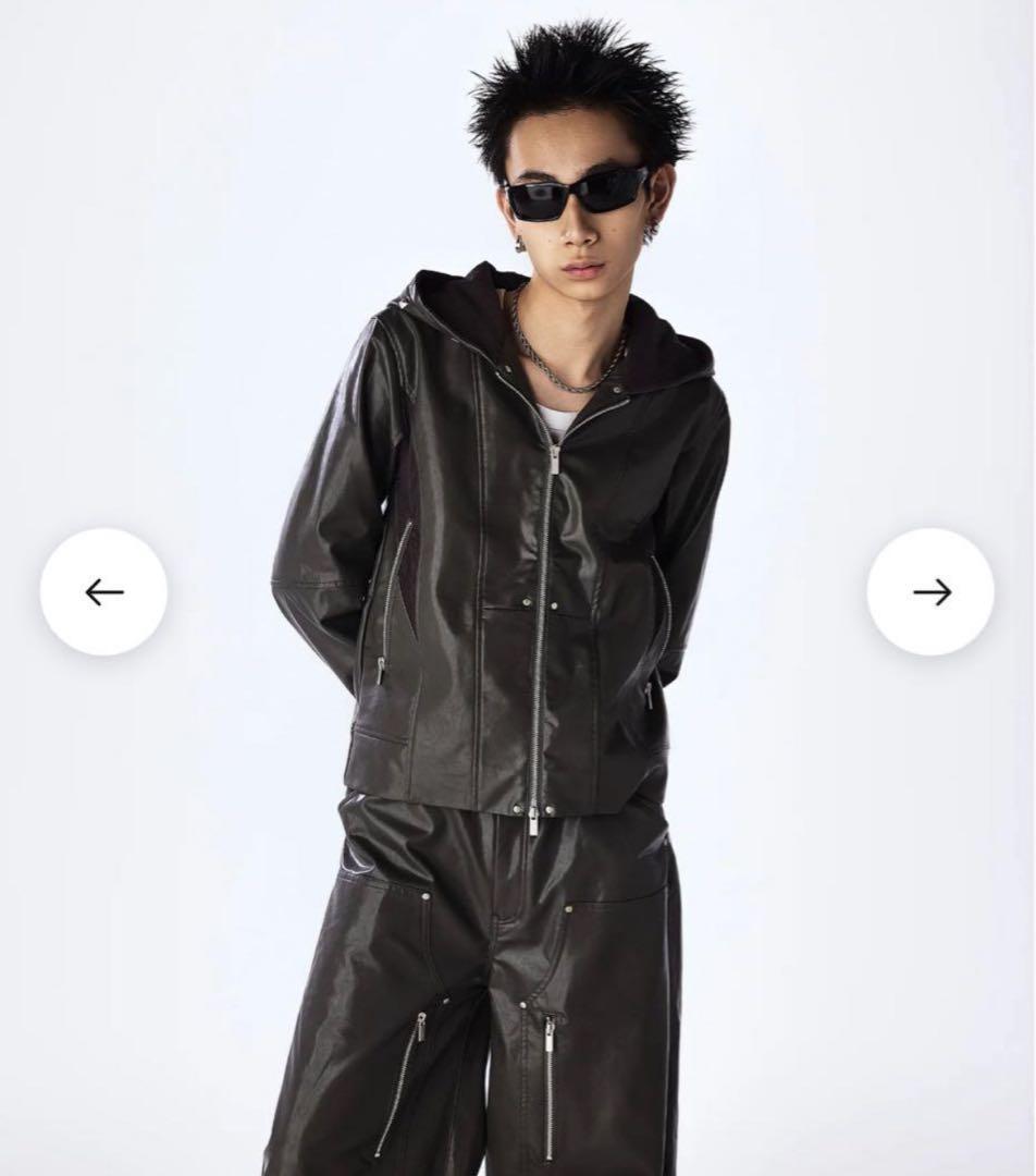 jent louis Leather Hooded Jacket mサイズ