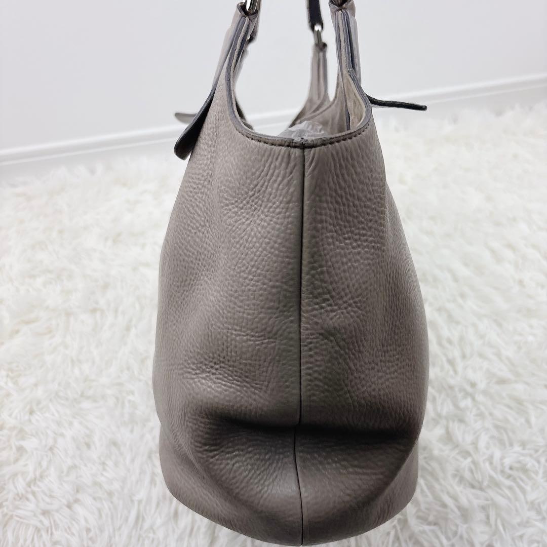 美品✨HIROFU ヒロフ レザー肩掛けバッグ グレーベージュ 保存袋付