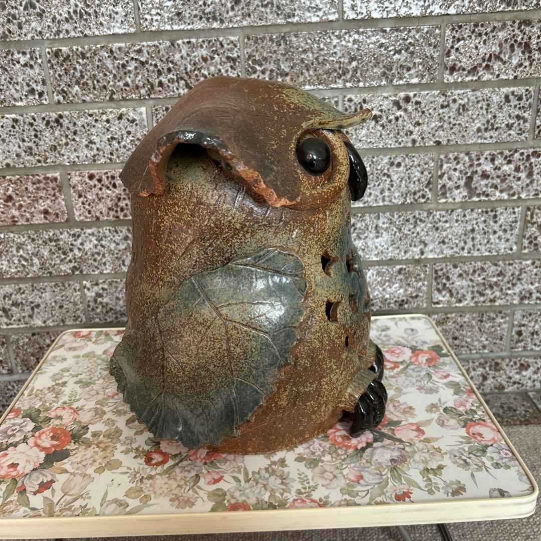 フクロウ型陶器オーナメント 約30cm