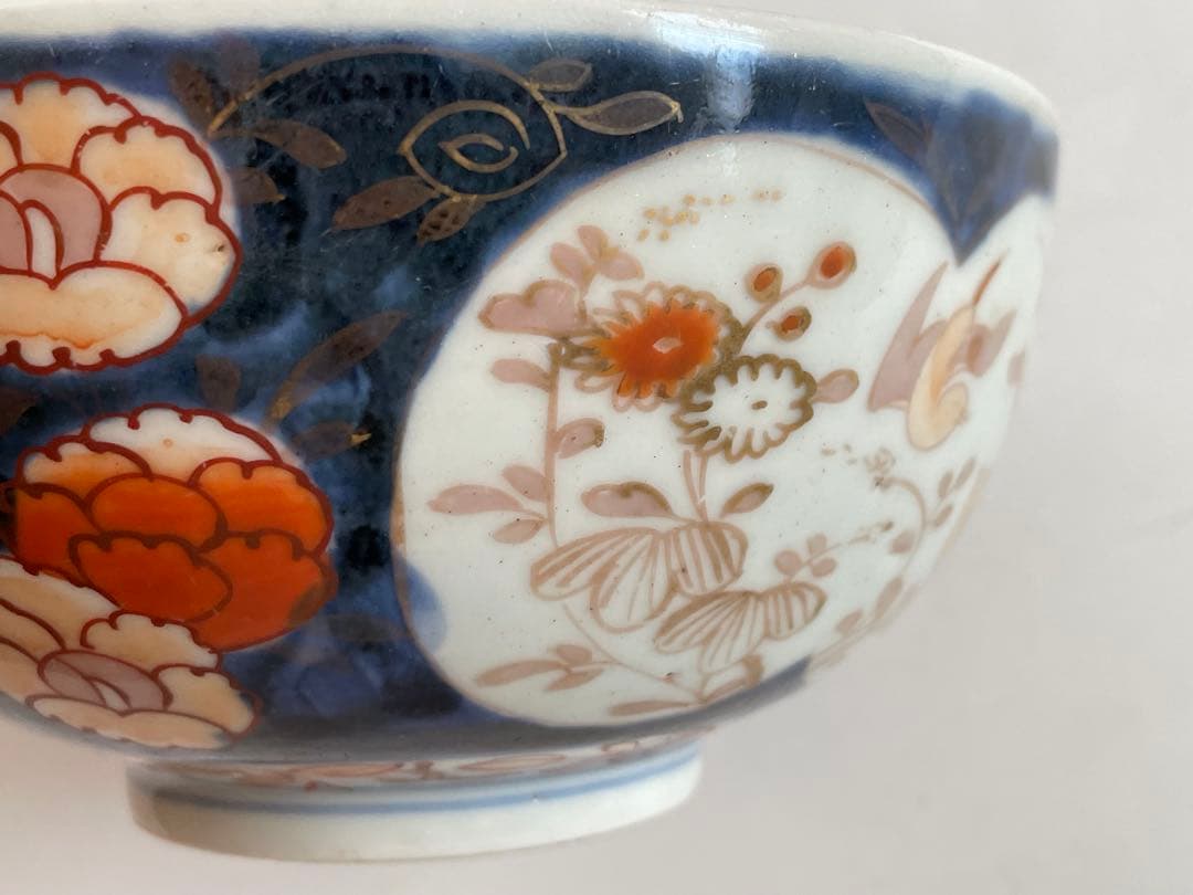 骨董　アンティーク　古伊万里　色絵　窓絵　小鳥文様　丼　鉢　深皿