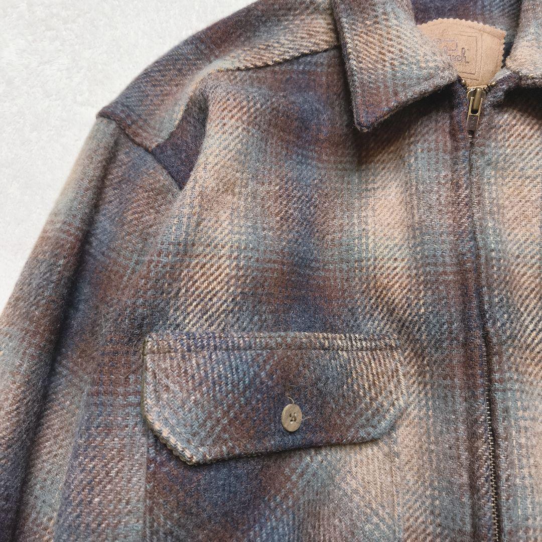 wool rich オンブレチェック ウールジャケット USA製 M zip
