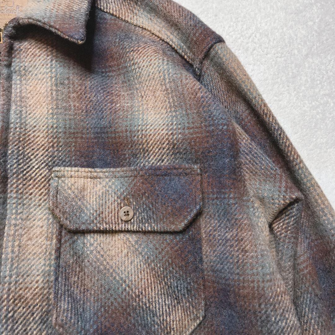 wool rich オンブレチェック ウールジャケット USA製 M zip
