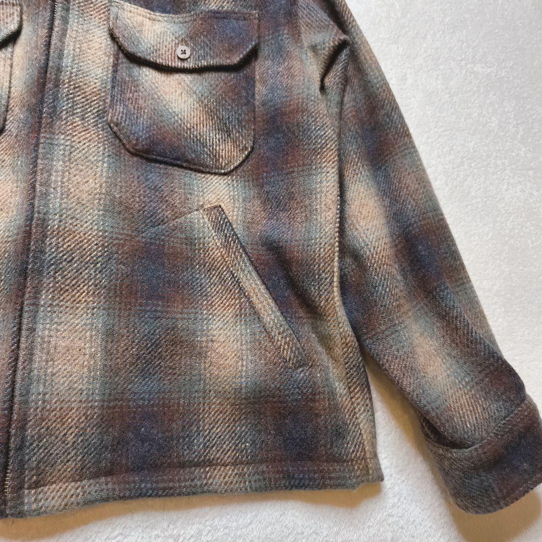 wool rich オンブレチェック ウールジャケット USA製 M zip