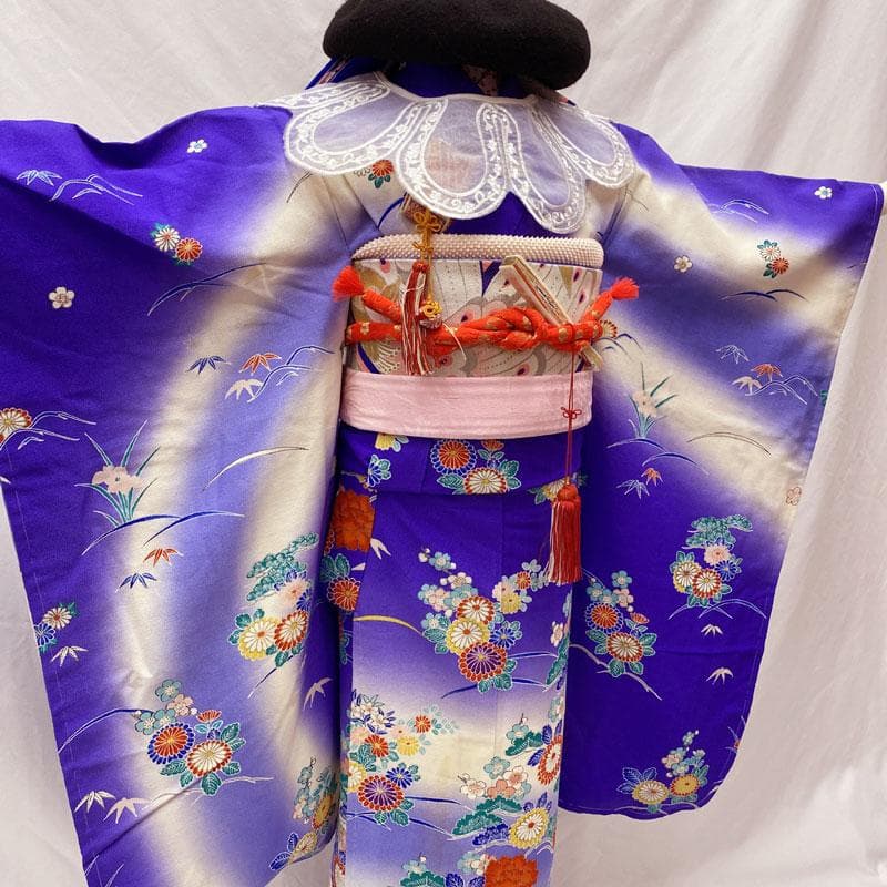 お小物類全て.505ag7◎七五三 七歳 女児 着物&袋帯&長襦袢 金彩