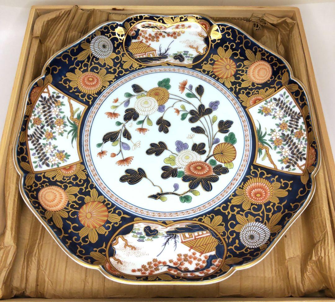 ✨新品・未使用✨美術有田焼　琳派古伊万里　盛皿・大　其泉作