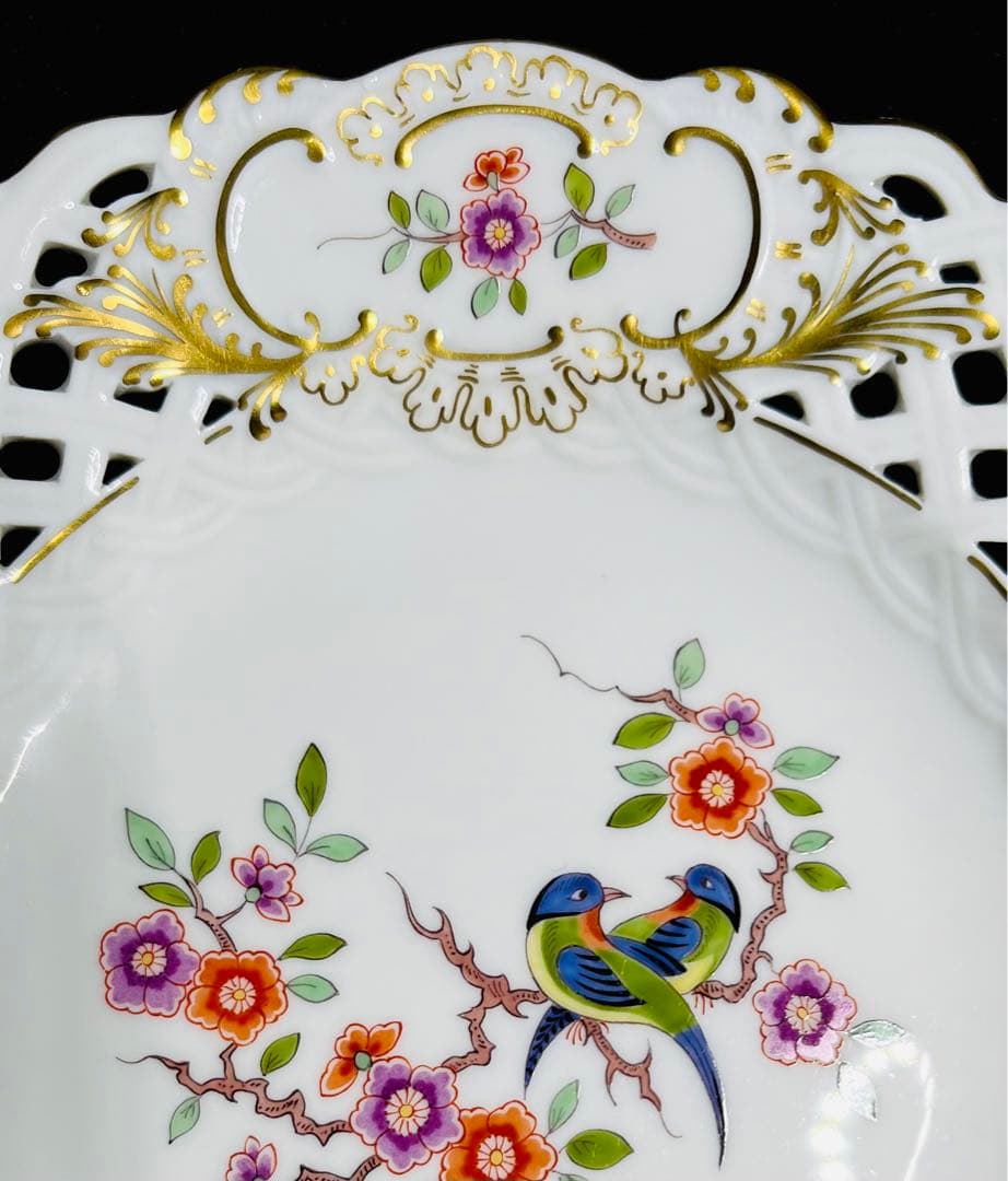 Meissenマイセン /※未使用 1級品 上級装飾 柿右衛門様式 花鳥絵付 皿
