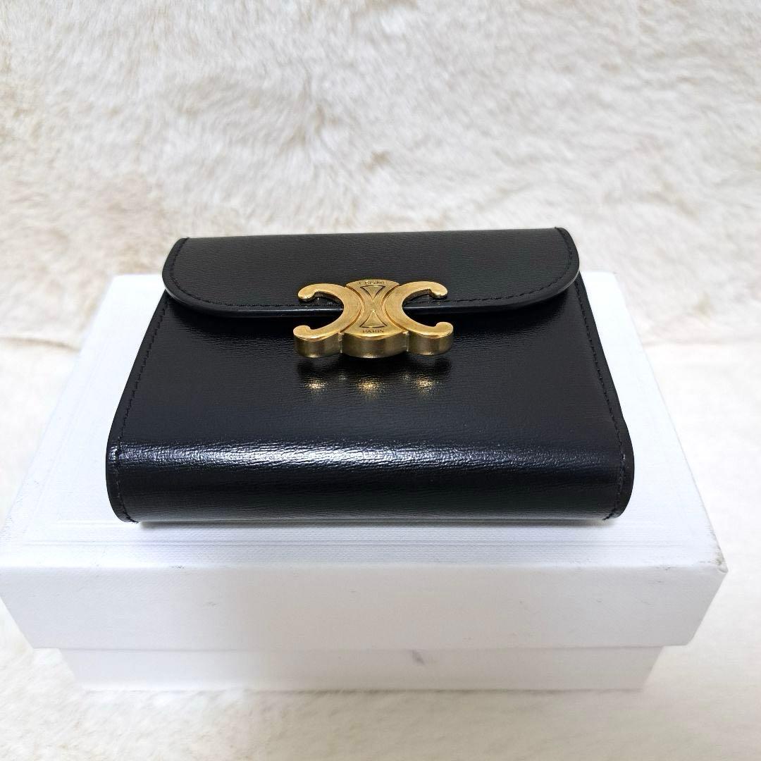 ✨未使用級　付属品完備✨セリーヌ　三つ折り　トリオンフ　シャイニーカーフスキン