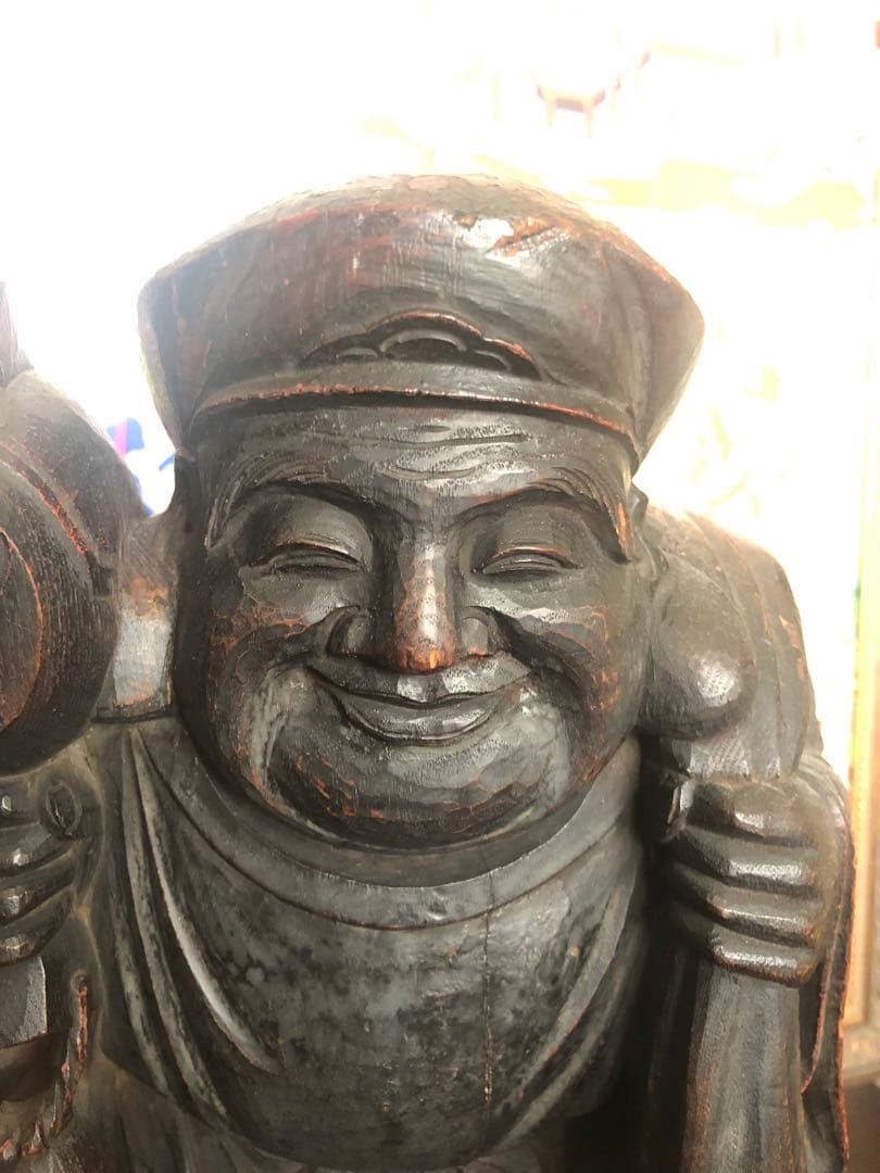 松*一様 木彫り大黒様　アンティーク名品
