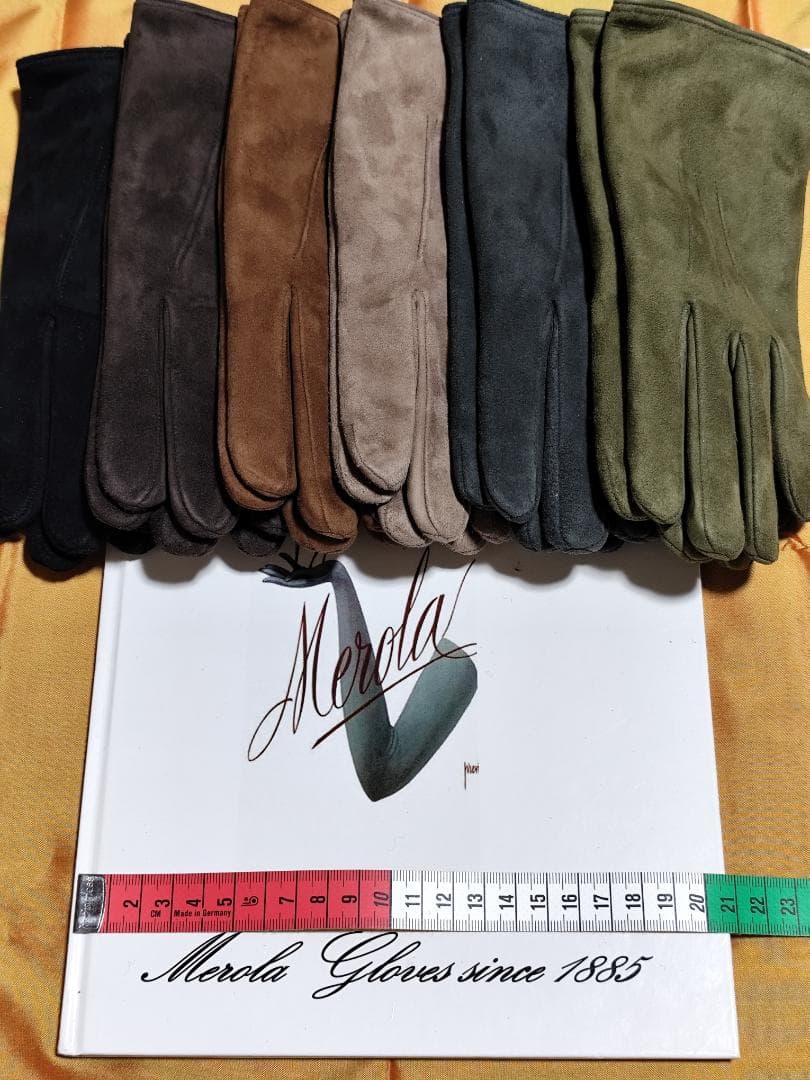 メローラ スエードトープ色 カシミア黒 グローブ 革手袋 MEROLA