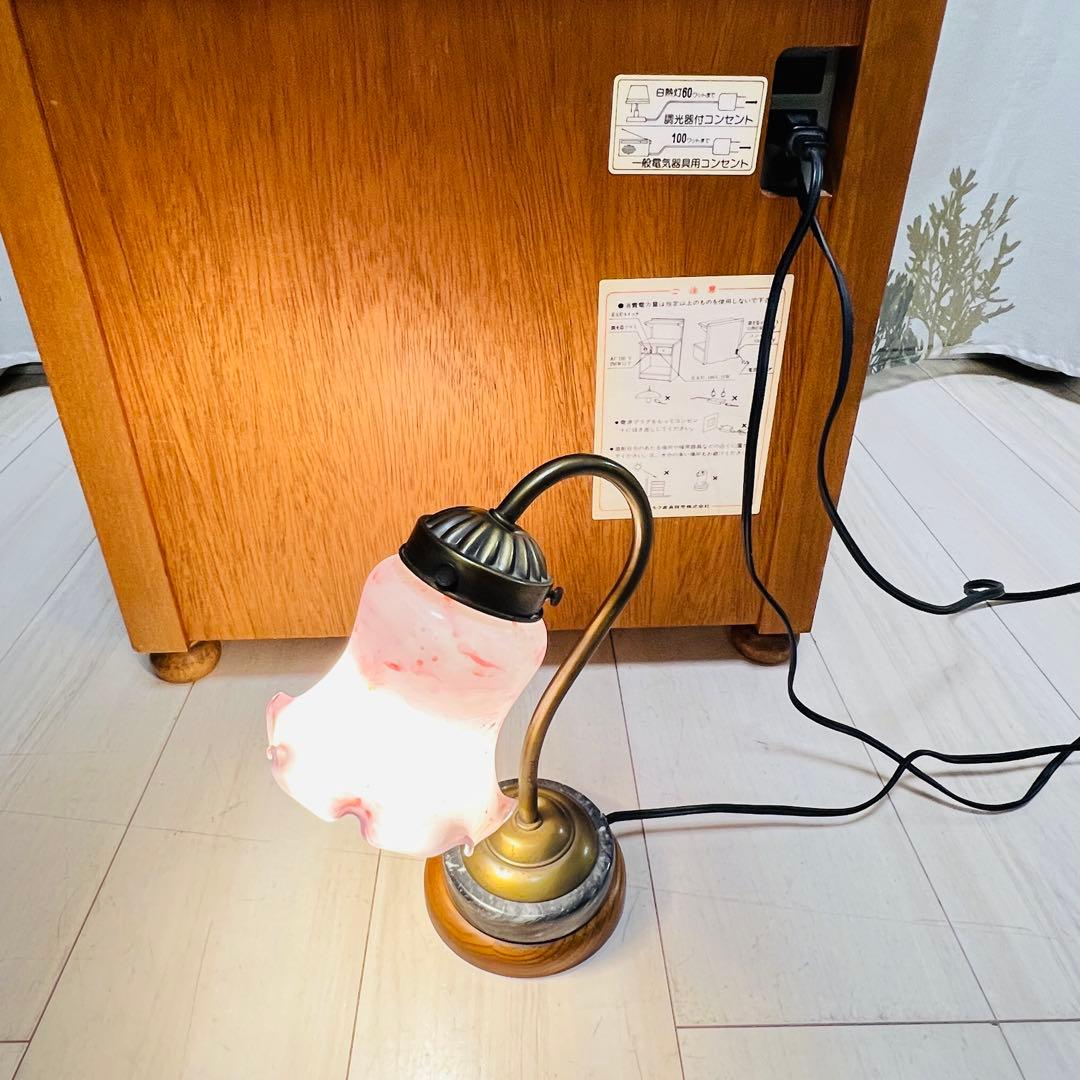 【希少】カリモク家具 ナイトテーブル コロニアルシリーズ コンセント・調光付き