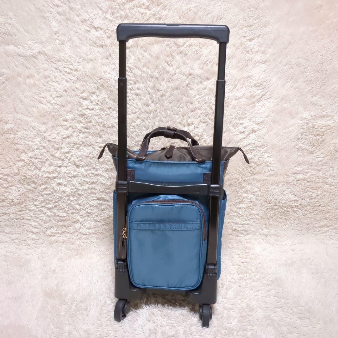 美品！SWANY　キャリーバッグ　ショッピングバッグ　レオパード　グリーン　4輪