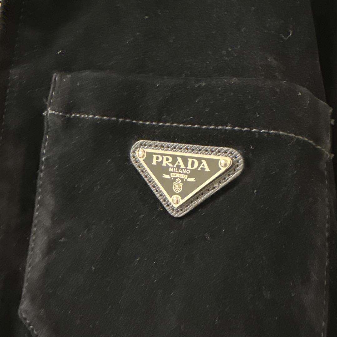 【みー】PRADA ブラック ベルベットデニムジャケット 40