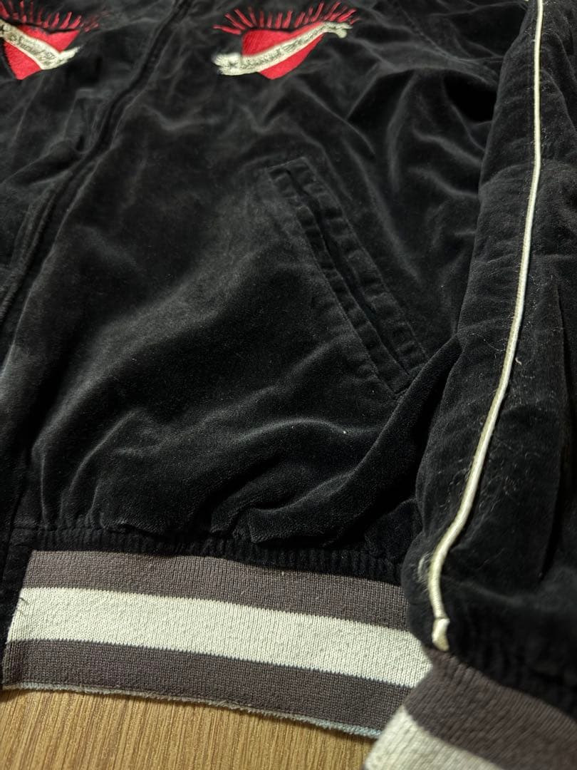 雰囲気抜群 AVIREX リバーシブル 別珍 サテン スカジャン ブラック M