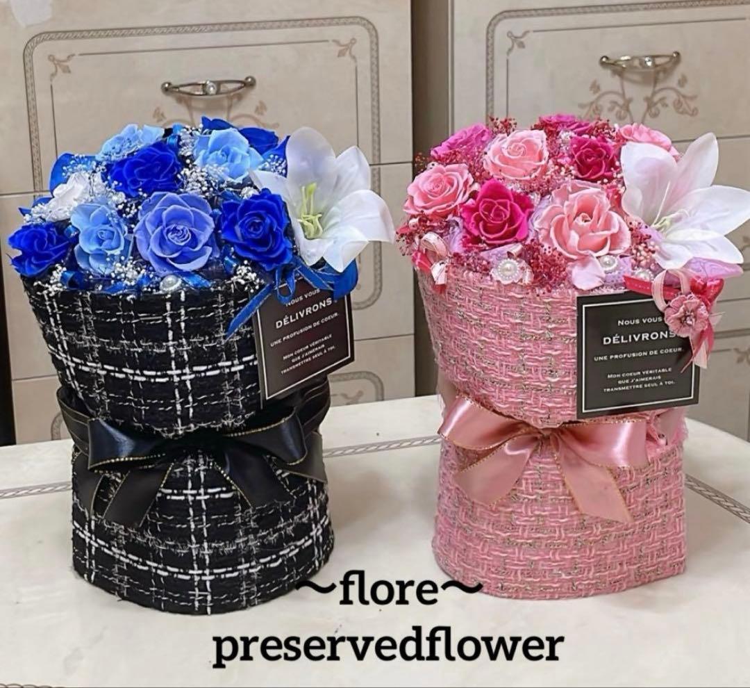 ✨花束ボックス✨ミックスバラプリザ＆アーティフィシャルアレンジメント✨ピンク系✨