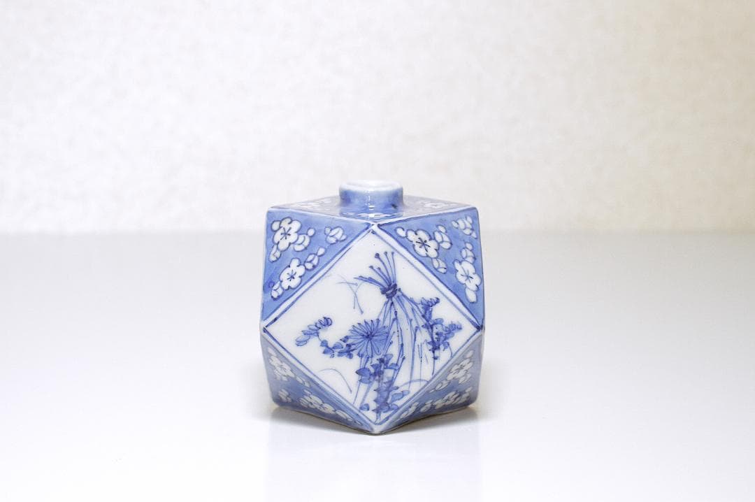 幕末-明治期 瀬戸焼 染付 面取壺