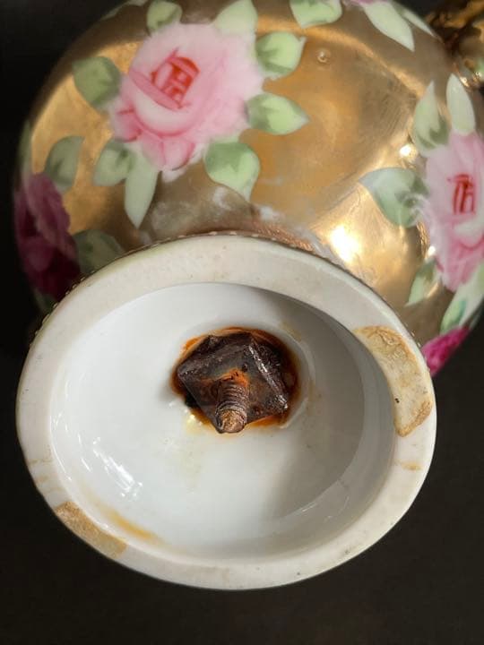 オールドノリタケ　バラ柄　ゴールド一輪挿し