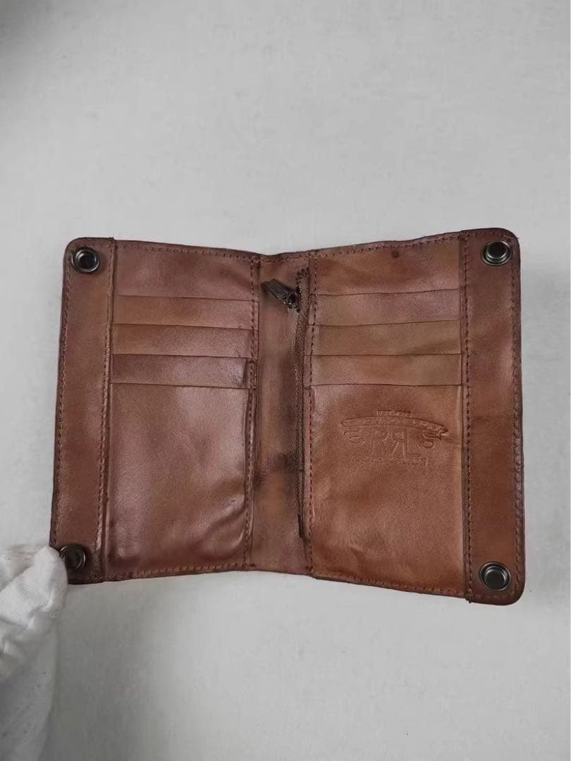 新品　RRL 2つ折りウォレット ダブルファスナー ヴィンテージ加工 ブラウン
