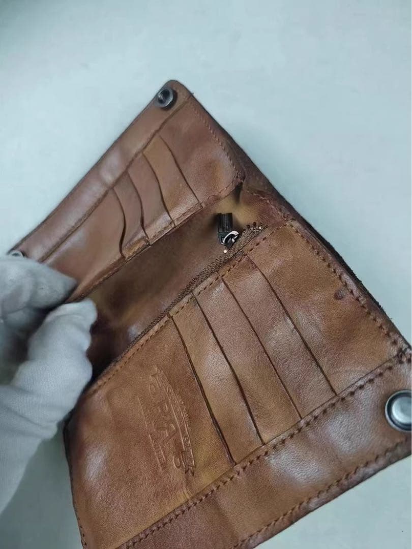 新品　RRL 2つ折りウォレット ダブルファスナー ヴィンテージ加工 ブラウン