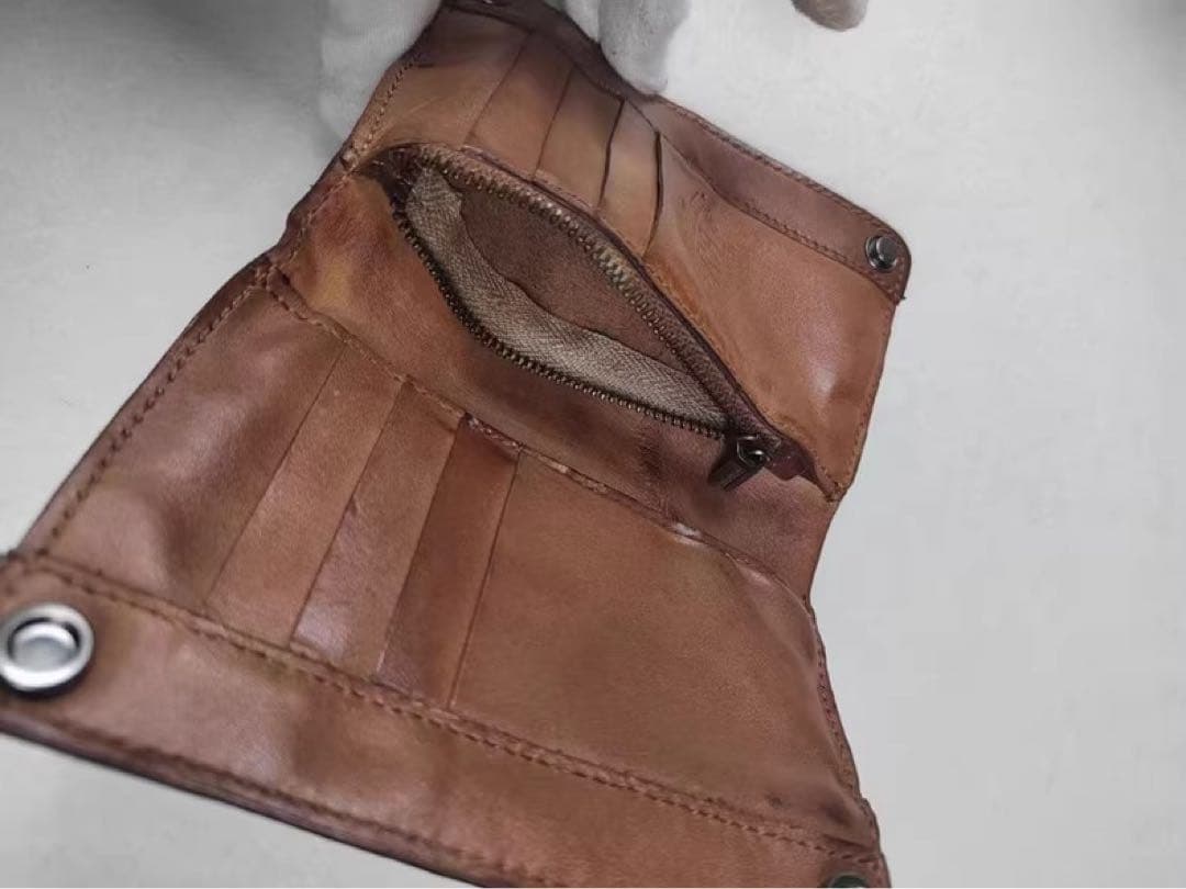 新品　RRL 2つ折りウォレット ダブルファスナー ヴィンテージ加工 ブラウン
