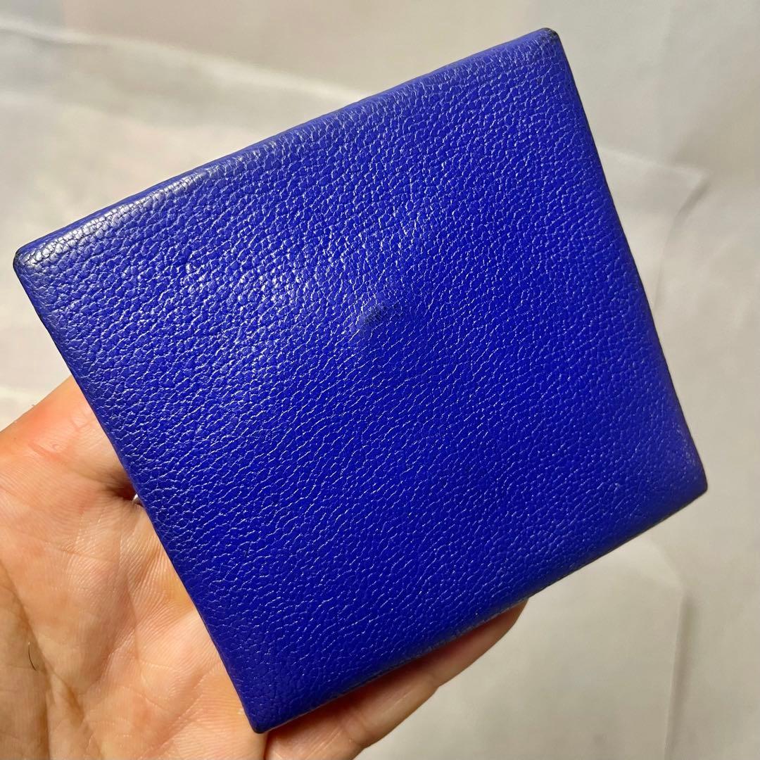 HERMES バスティア ケース小銭入れ エルメス　青プルー財布