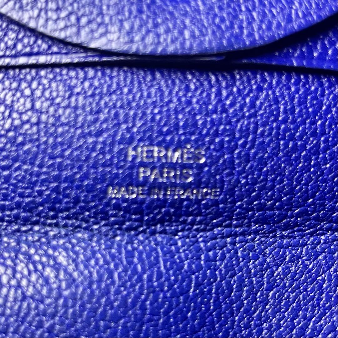 HERMES バスティア ケース小銭入れ エルメス　青プルー財布