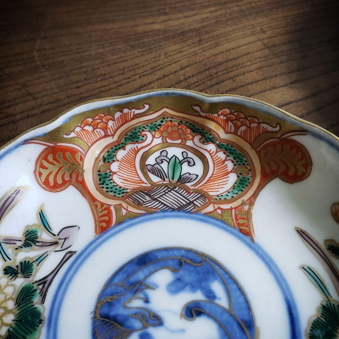 錦手　色絵　古伊万里　龍　江戸　上手物　花文様　菊文様　5枚セット