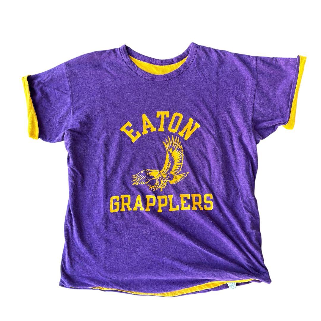 〜70s Champion リバーシブル Tシャツ XL 紫 黄 ヴィンテージ