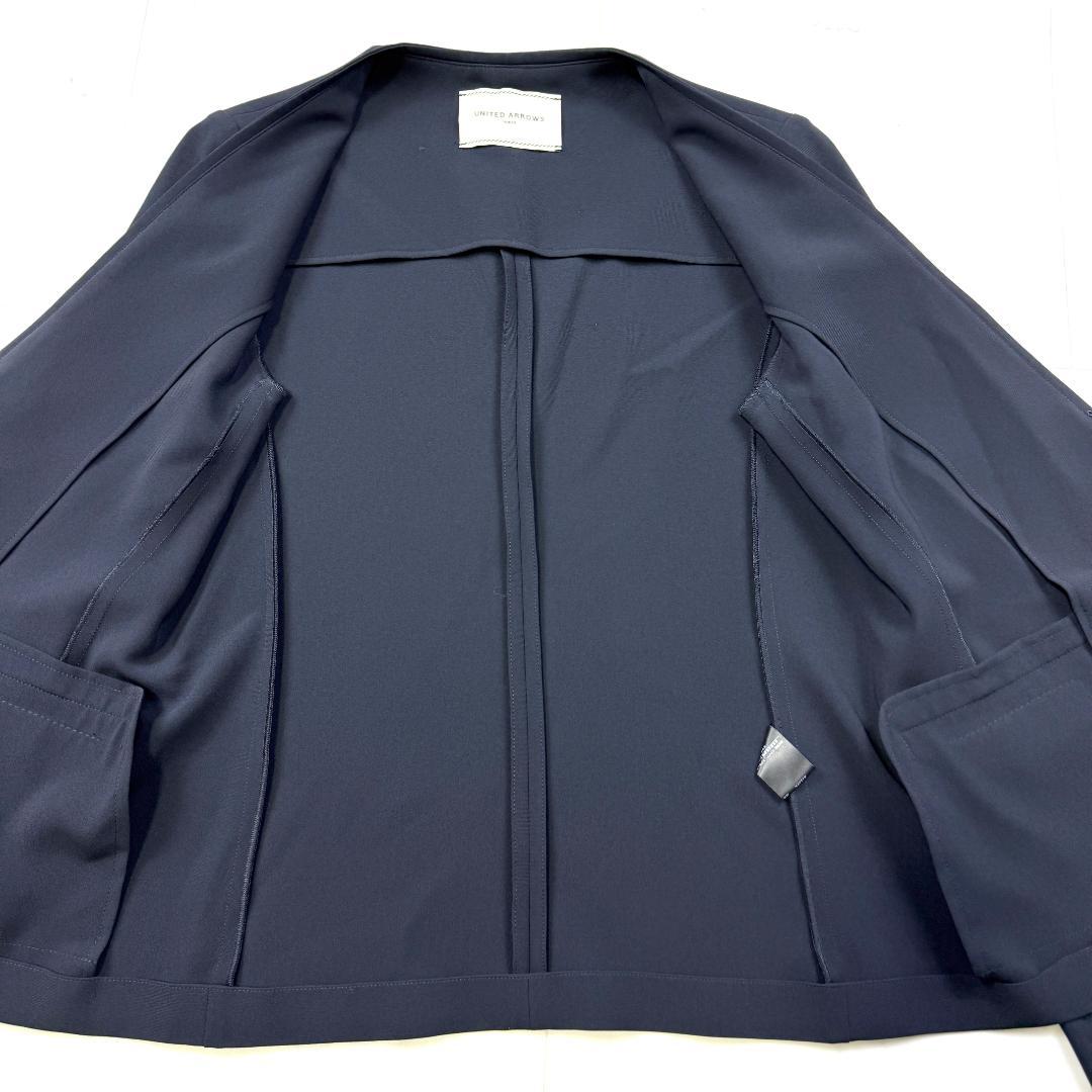 UNITED ARROWS ノーカラー セットアップ スーツ ネイビー 38 M