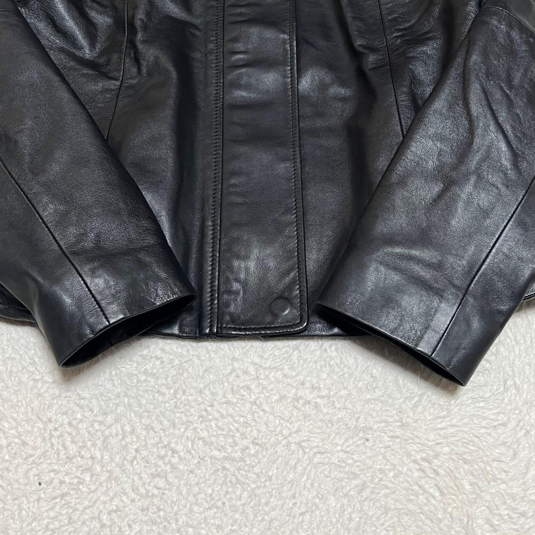 【美品】セオリー　ラムレザージャケット　ジップアップパーカー　羊革　P　黒