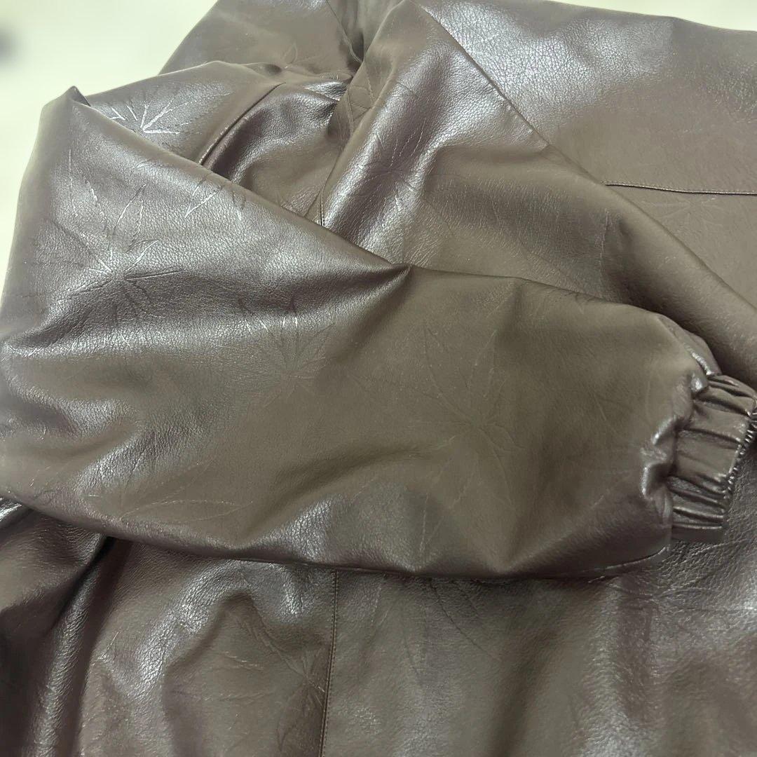 【美品】HUF ハフ フェイクレザー プラントリーフ パーカー ブルゾン XL