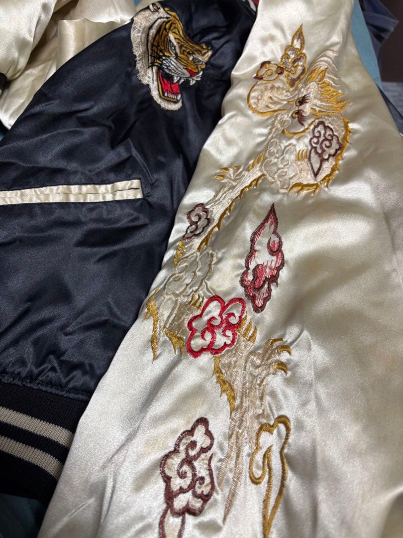 【希少・森商店製】 虎刺繍 スカジャン（日本製）虎柄 龍袖 横須賀