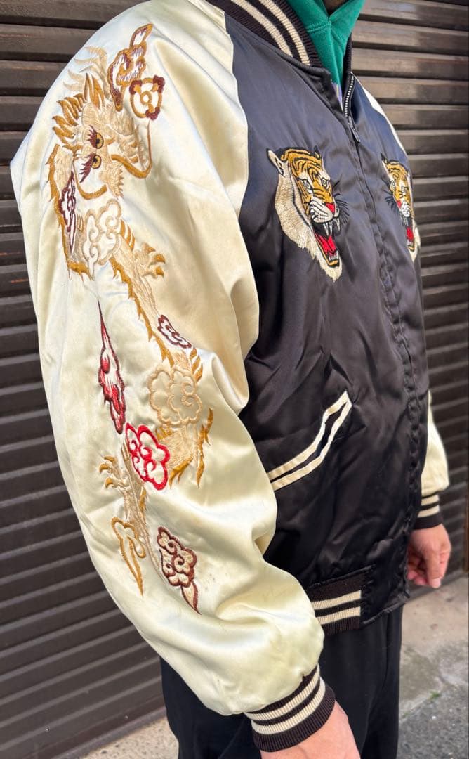 【希少・森商店製】 虎刺繍 スカジャン（日本製）虎柄 龍袖 横須賀