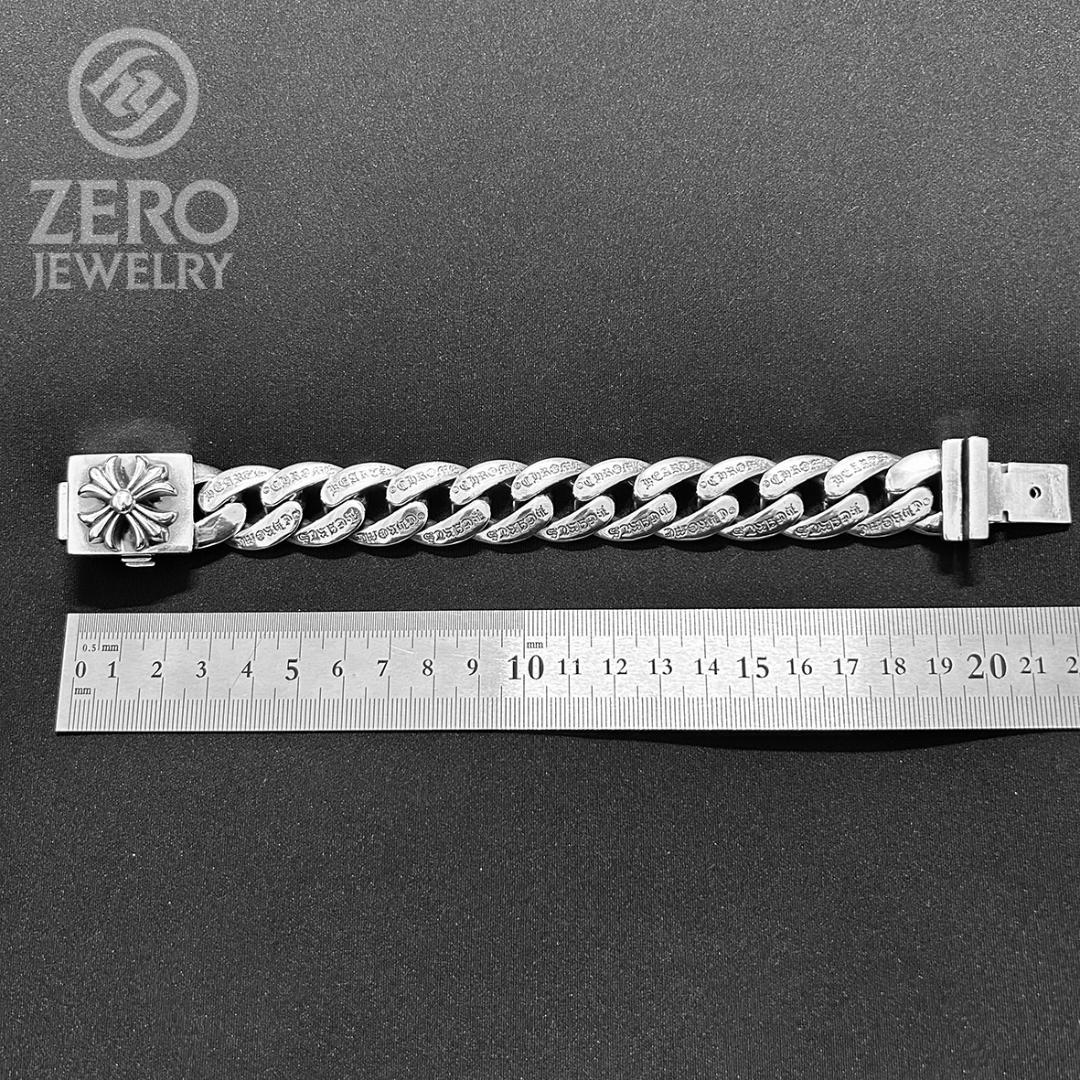 【⭐️即日発送⭐️925刻印】クロス極太ブレスレット 11リンク Wロック