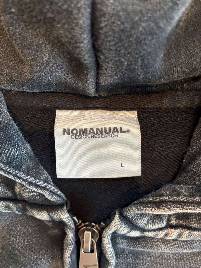 ノーマニュアル NOMANUAL ビンテージジップアップパーカー L ブラック