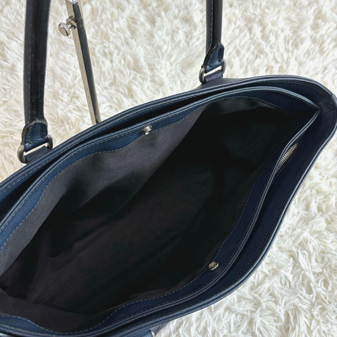 ダニエルアンドボブ レザー トートバッグ ネイビー A4収納可