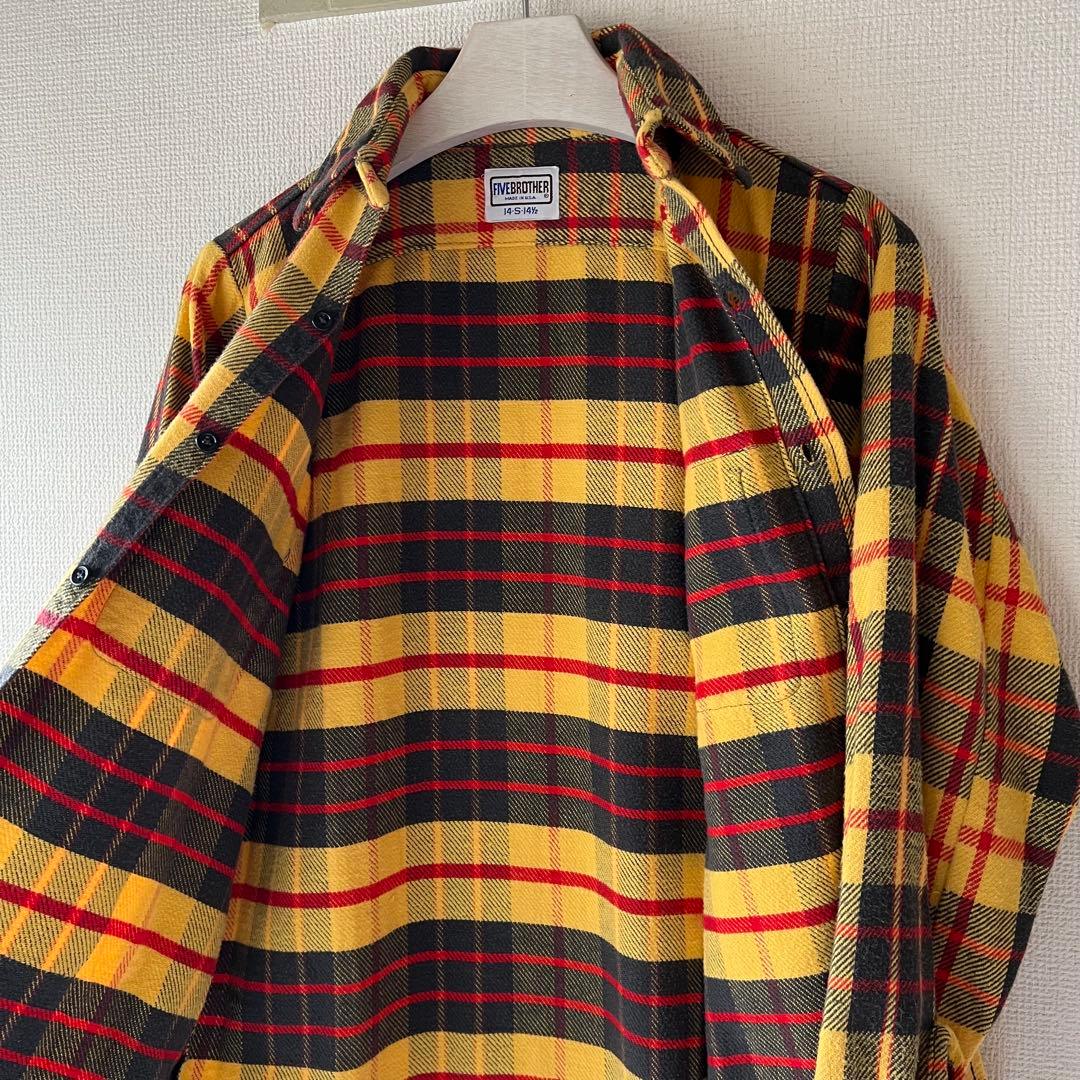70s80s usa製 FIVE BROTHER ネルシャツ 裏ボーダー　良配色