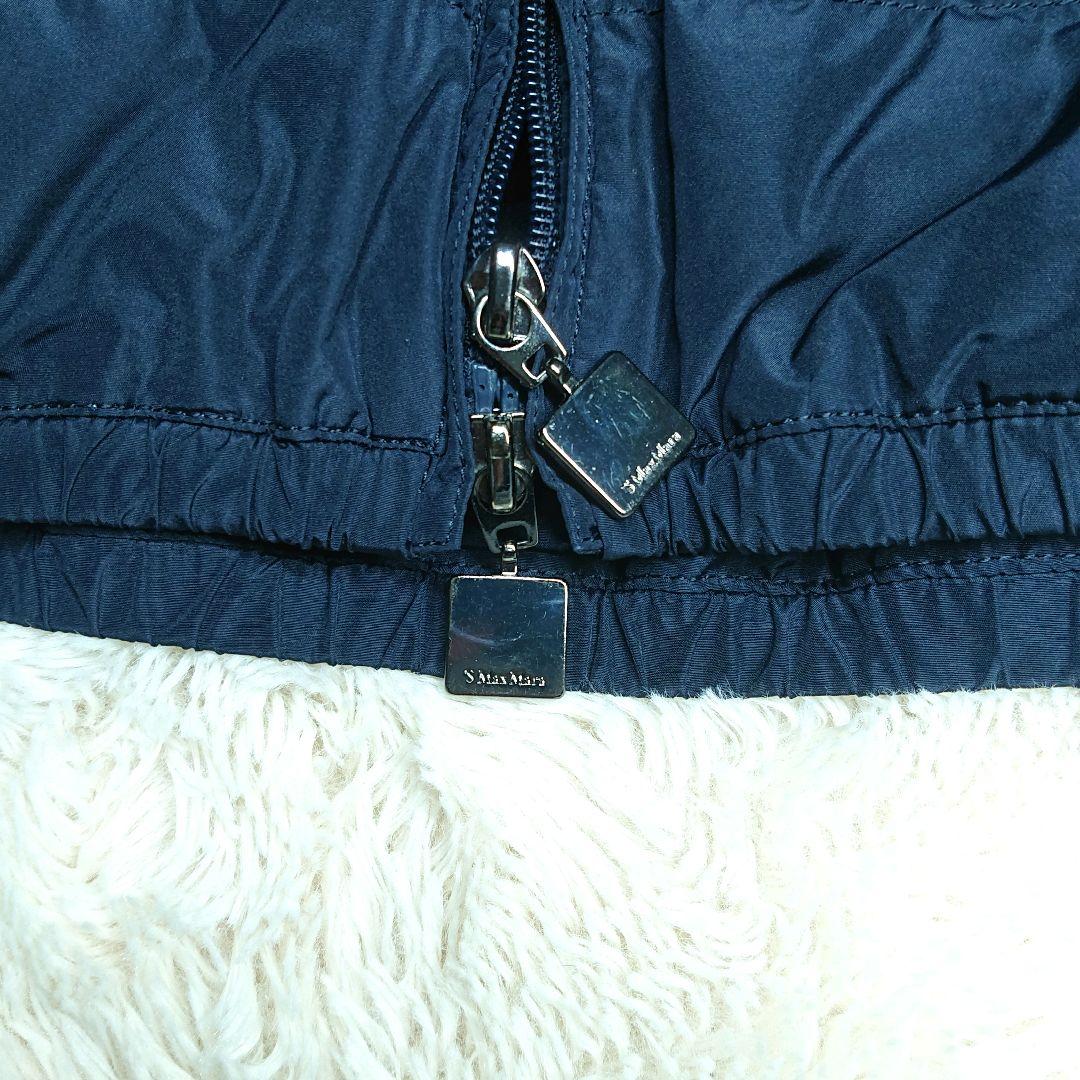 'S Max Mara ダウンベスト 最高級フォックスファー ネイビー 42