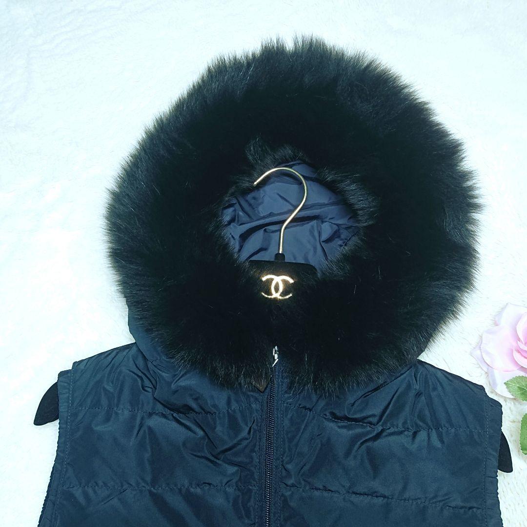 'S Max Mara ダウンベスト 最高級フォックスファー ネイビー 42