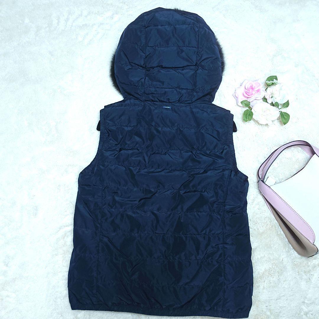 'S Max Mara ダウンベスト 最高級フォックスファー ネイビー 42