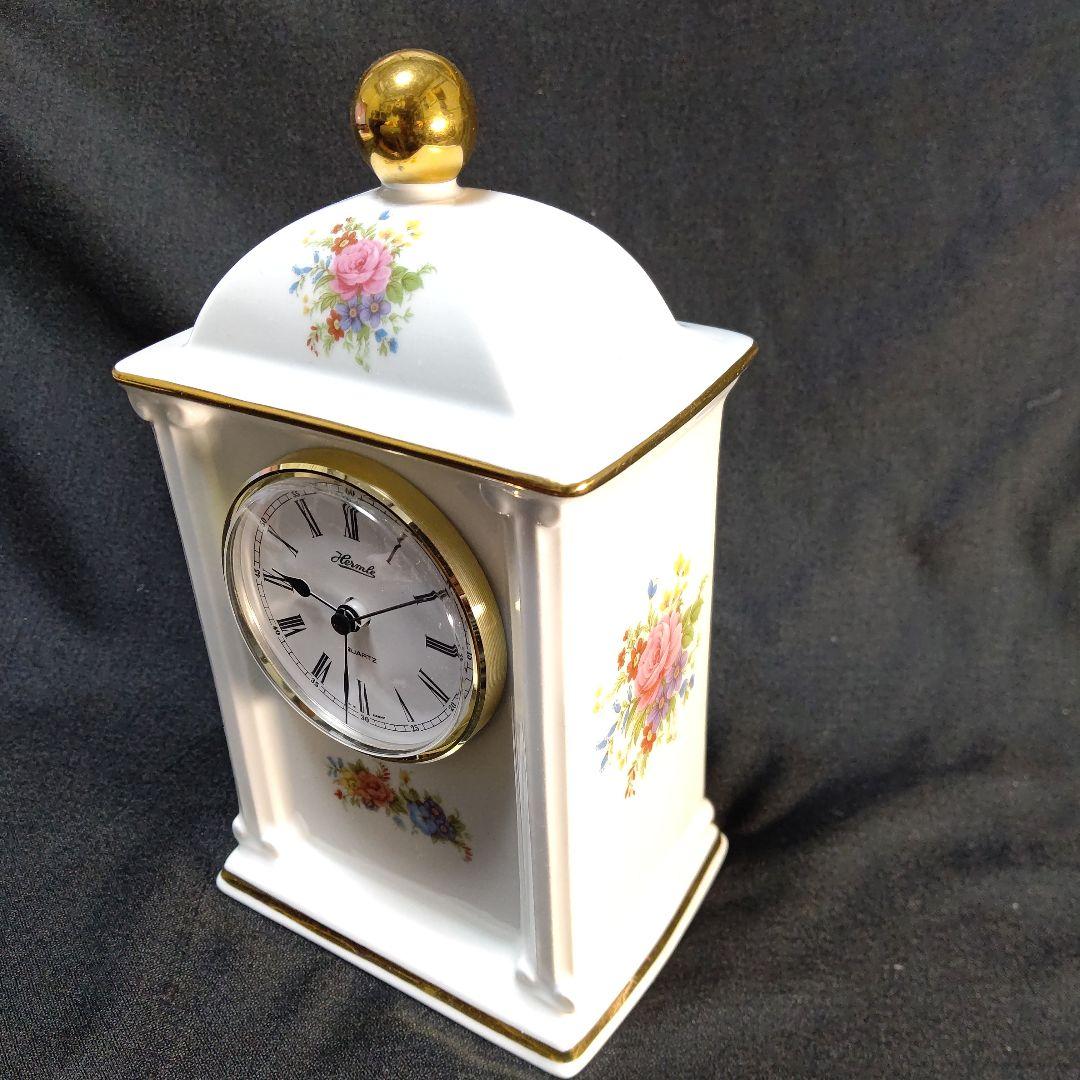 ドイツ ヘルムレ 花柄陶器製置時計