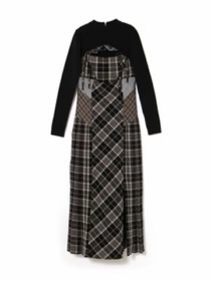 アンドマリー　nadia check long dress black