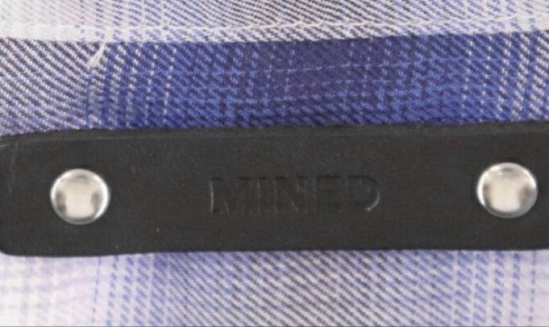MINEDENIM マインデニム チェック レーヨン 長袖シャツ ブルー