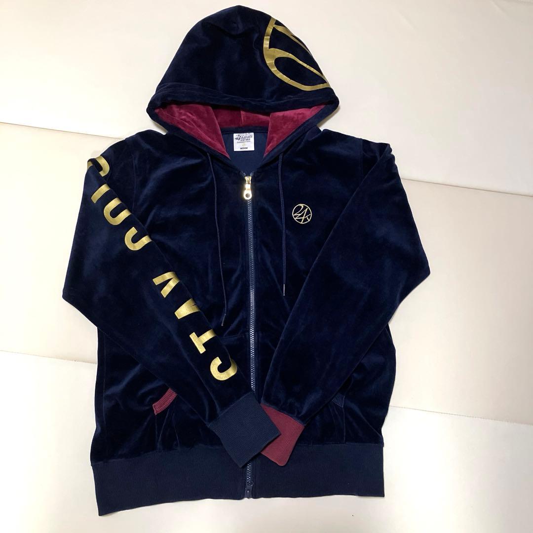 24karats ベロアジャージ セットアップ ネイビー　ワインレッド　Mサイズ