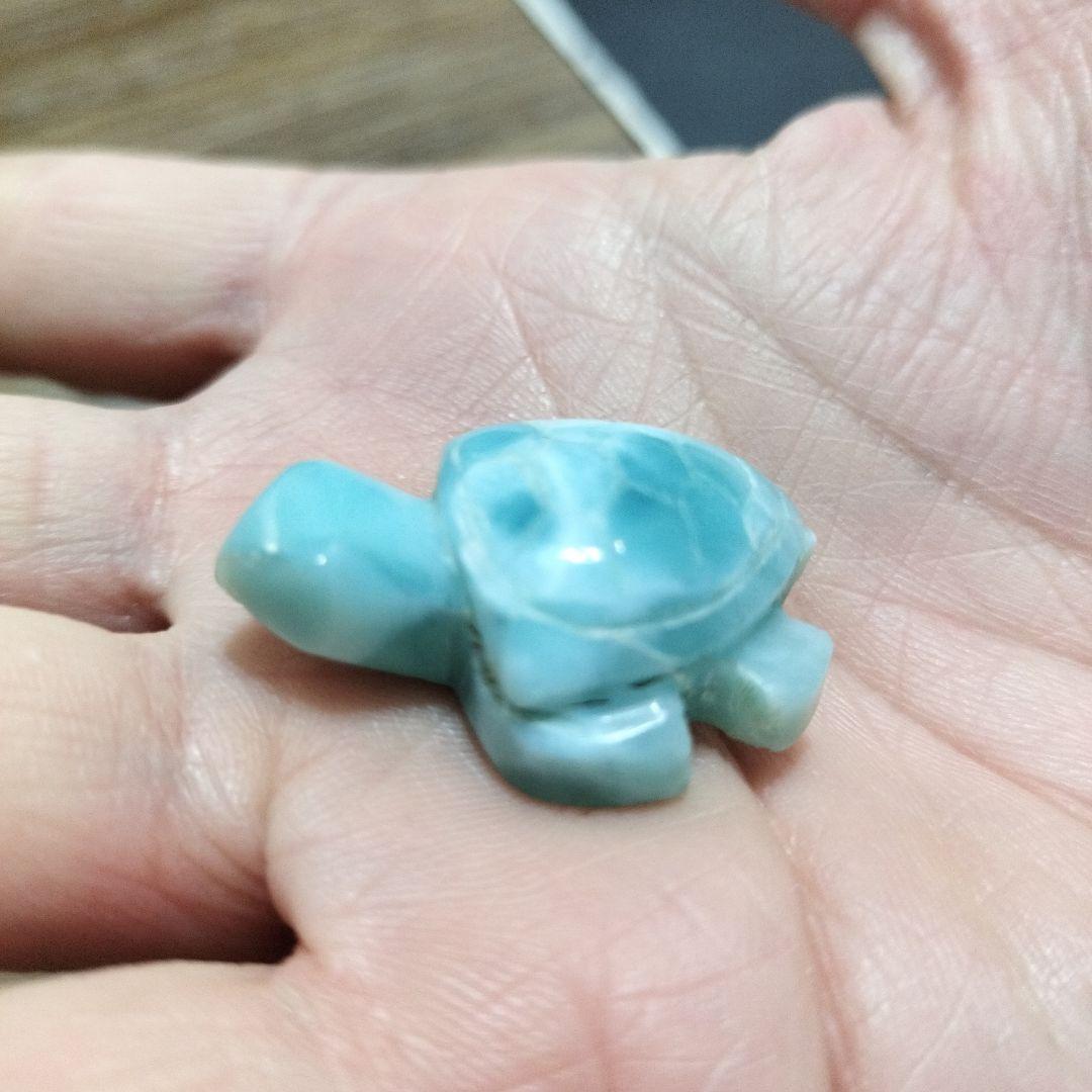 ラリマー　亀　置物