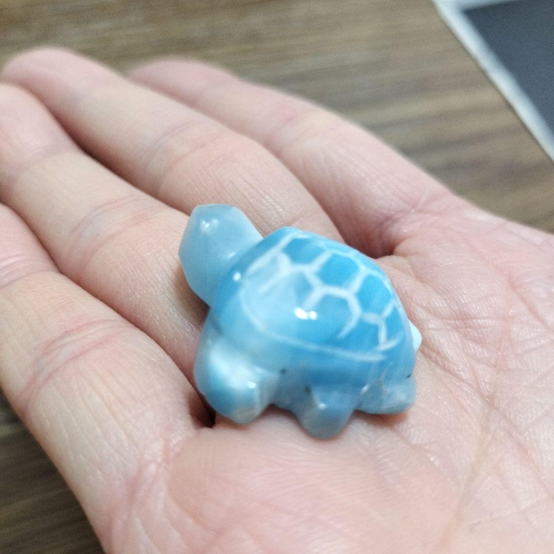 ラリマー　亀　置物