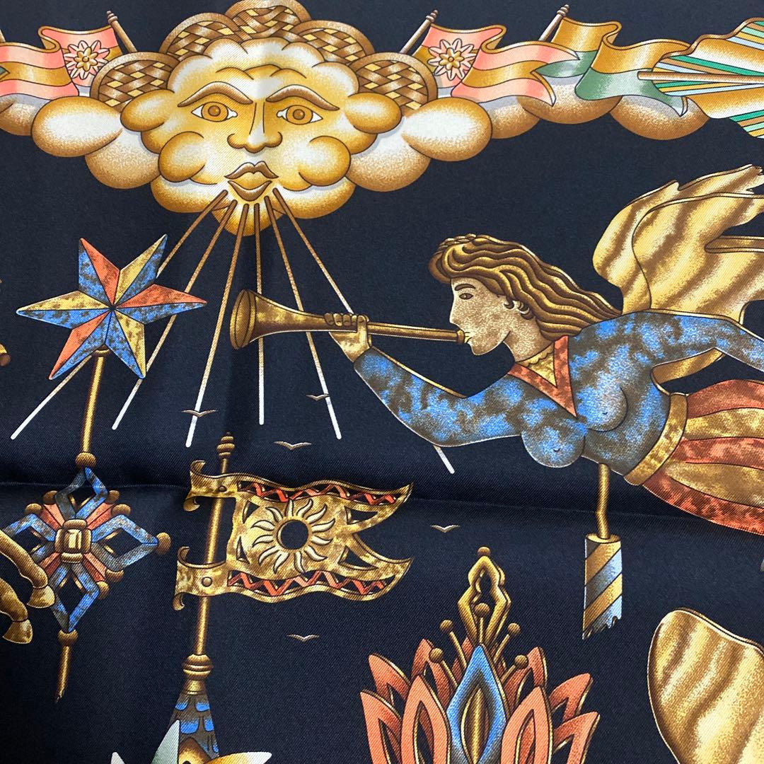 未使用　エルメス　HERMES スカーフ　黒